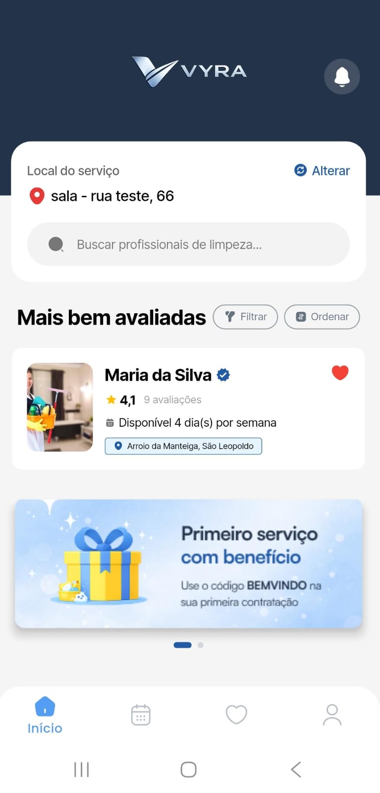 Tela do app Vyra